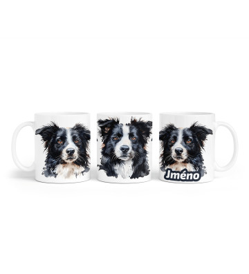 Border kolie - hrníček se jménem psa