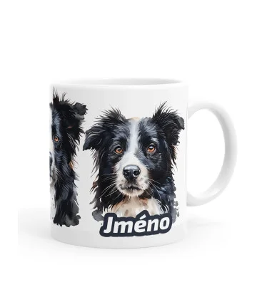 Border kolie - hrníček se jménem psa